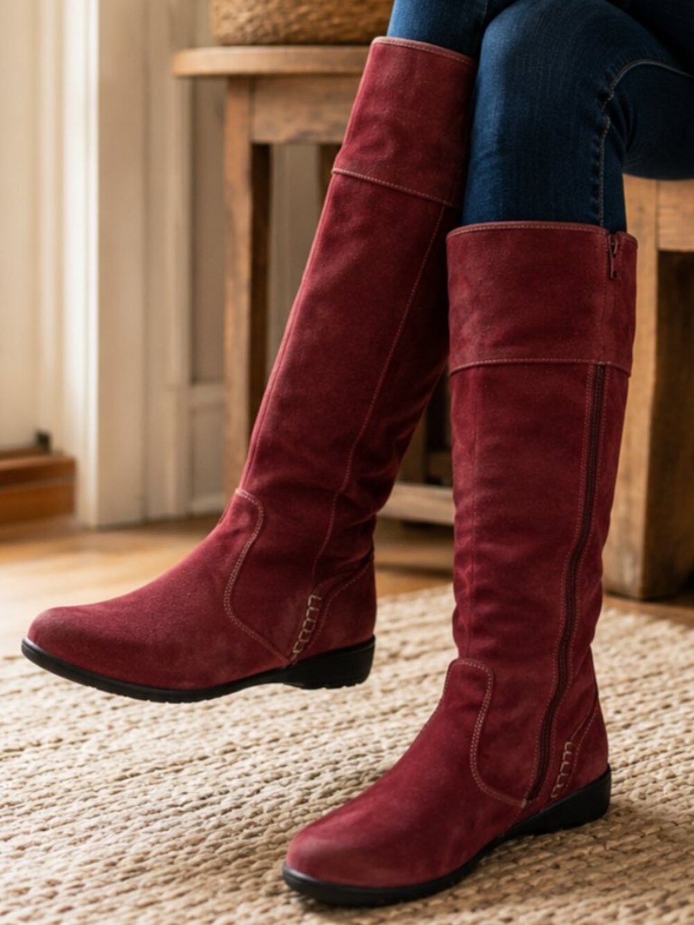 Hush Puppies Waterproof Thinsulate Tall Boots Womens 9.5 Burgundy Suede Winter